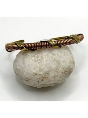 Vintage Copper & Brass Wire Wrapped Cuff Bracelet